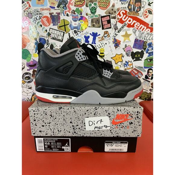 Size 10.5 - Air Jordan 4 Retro Bred Reimagined 100%...